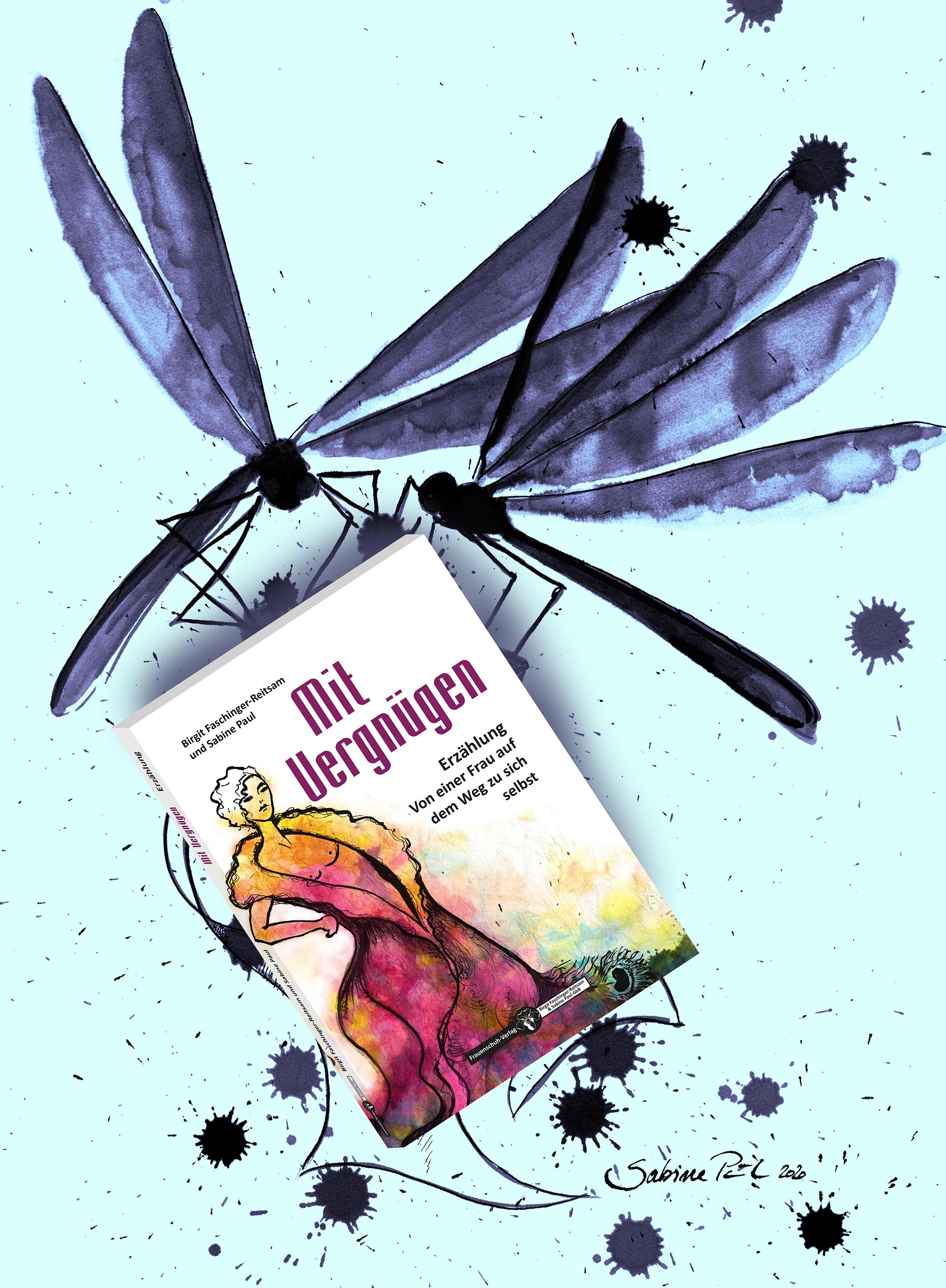 Libellen fliegen das Buch Mit Vergnügen